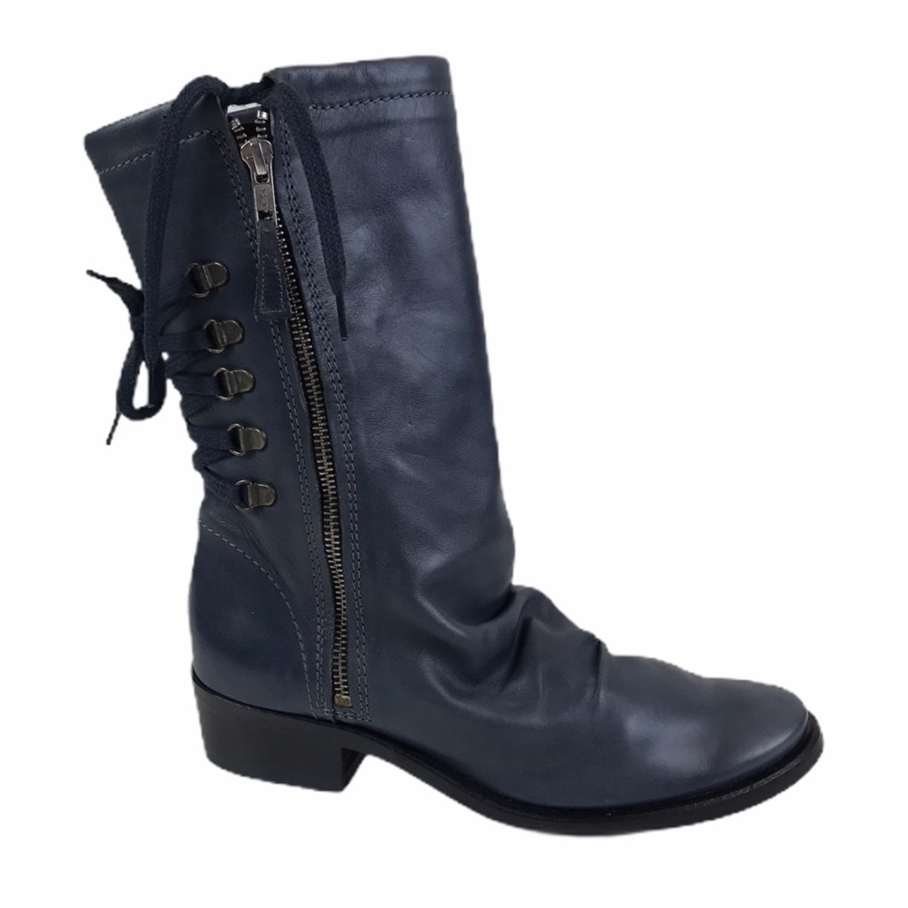 RARE Georgina Goodman Moto Lace Up Leather Boots
